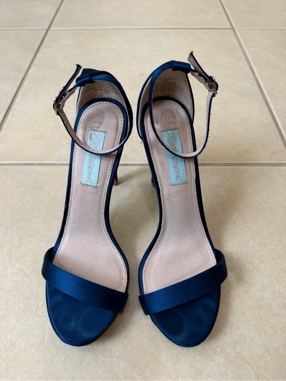 Betsey Johnson Womens Open Toe Ankle Strap High Heels Navy Size 6